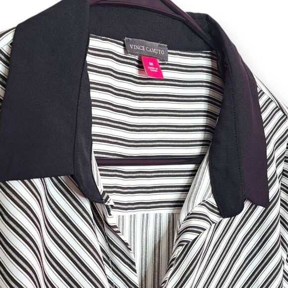 Vince Camuto Women's Chevron-Stripe Puff-Sleeve Tie-Front Top NWT sz Medium - Picture 4 of 9